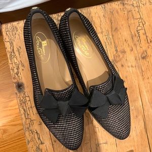 Browns couture sparkly suede shoes with bow